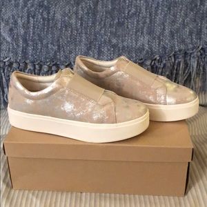 NEW metallic platform slip on sneakers, never worn